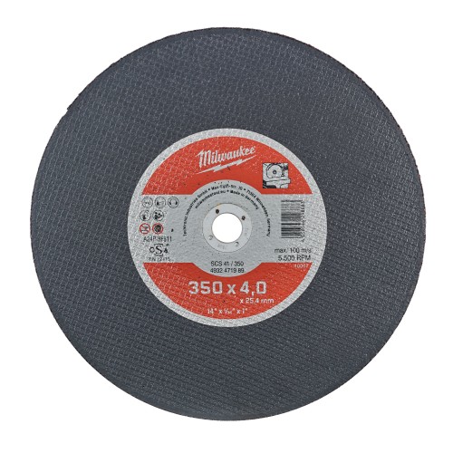 Диск відрізний по металу MILWAUKEE, SCS 41/350х4 PRO+, діаметр 350мм