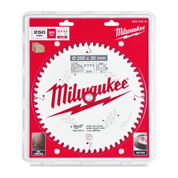 Диск пиляльний по дереву для торцювальних пил PFTE MILWAUKEE, діаметр 250х30х2,8мм, 60 зуб.