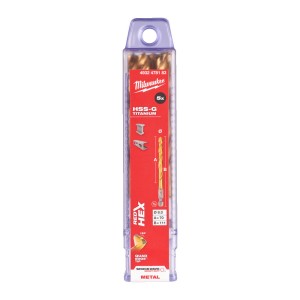 Свердло по металу RedHEX SHOCKWAVE HSS-TiN MILWAUKEE, діаметр 8,0х111х70мм, (5шт), пластикова коробка