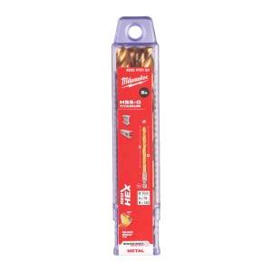Свердло по металу RedHEX SHOCKWAVE HSS-TiN MILWAUKEE, діаметр 10,0х120х76мм, (5шт), пластикова коробка