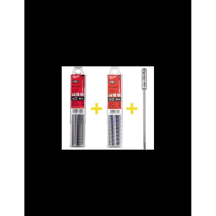 Набір бурів SDS-PLUS MX4 MILWAUKEE + подовжувач Набір бурів SDS-PLUS MX4 MILWAUKEE + подовжувач