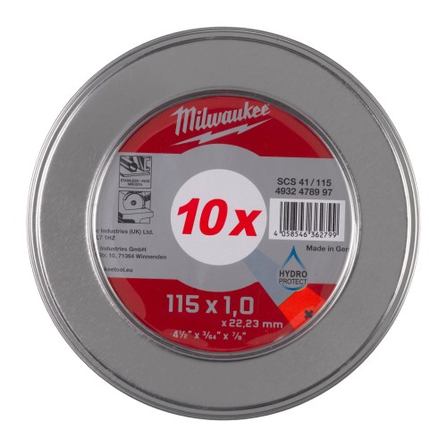 Диск відрізний по металу MILWAUKEE, SCS 41/115x1 PRO+, діаметр 115мм, (10шт) металевий футляр