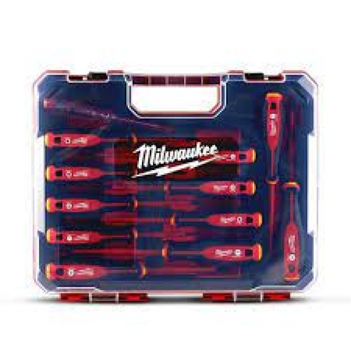 Набір викруток ізольованих VDE MILWAUKEE, (SL/PH/PZ/T+тестер/кейс), (12шт) пластиковий кейс Набір викруток ізольованих VDE MILWAUKEE, (SL/PH/PZ/T+тестер/кейс), (12шт) пластиковий кейс