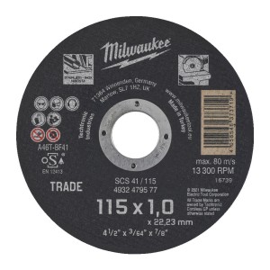 Диск відрізний по металу MILWAUKEE, SCS 41/115x1, діаметр 125мм NEW