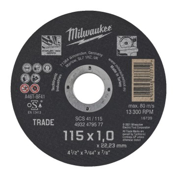 Диск відрізний по металу MILWAUKEE, SCS 41/115x1, діаметр 125мм NEW