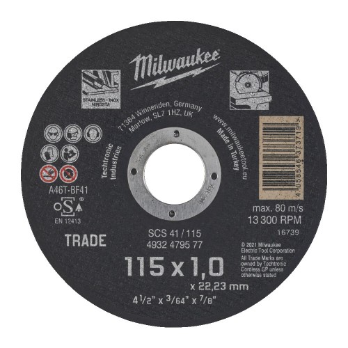 Диск відрізний по металу MILWAUKEE, SCS 41/115x1, діаметр 125мм NEW