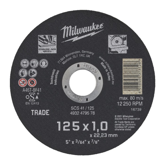 Диск відрізний по металу MILWAUKEE Trade, SCS 41/230x1,9, діаметр 230мм Диск відрізний по металу MILWAUKEE Trade, SCS 41/230x1,9, діаметр 230мм