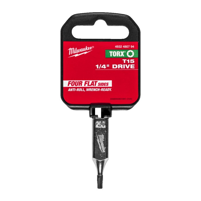 Головка торцева хромована 1/4'' MILWAUKEE з бітою Torx, T15 Головка торцева хромована 1/4'' MILWAUKEE з бітою Torx, T15