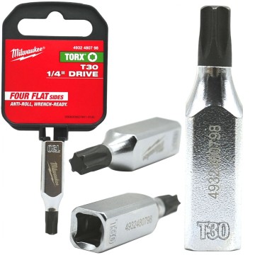 Головка торцева хромована 1/4'' MILWAUKEE з бітою Torx, T30
