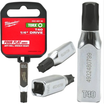 Головка торцева хромована 1/4'' MILWAUKEE з бітою Torx, T40