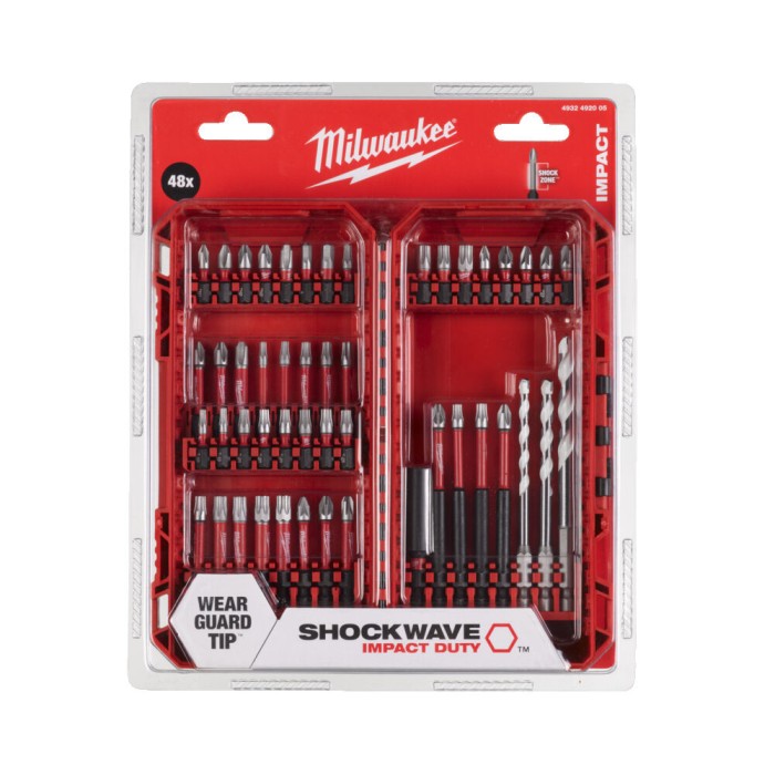 Набір біт SHOCKWAVE PACKOUT MILWAUKEE, (48шт) пластиковий кейс Набір біт SHOCKWAVE PACKOUT MILWAUKEE, (48шт) пластиковий кейс