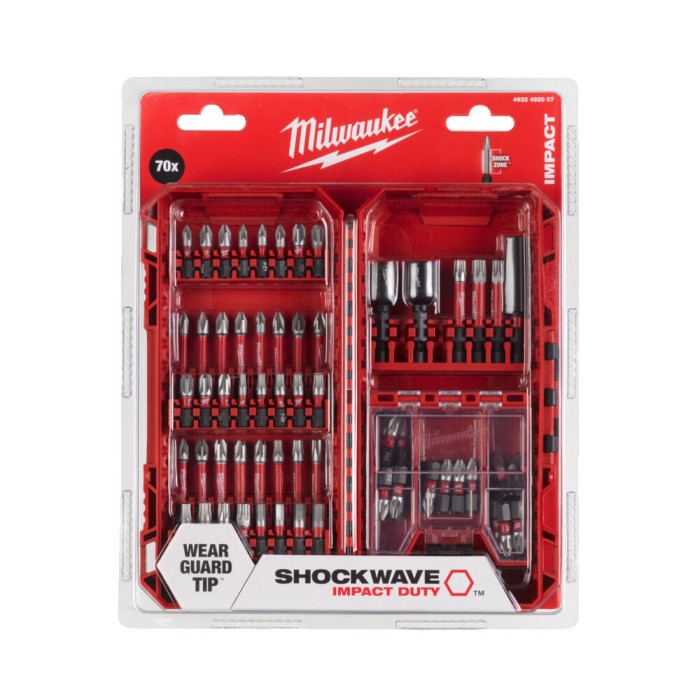 Набір біт SHOCKWAVE PACKOUT MILWAUKEE, (70шт) пластиковий кейс Набір біт SHOCKWAVE PACKOUT MILWAUKEE, (70шт) пластиковий кейс