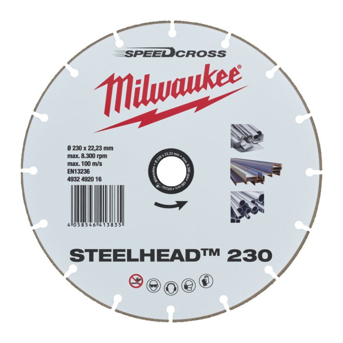 Диск алмазний Speedcross STEELHEAD 230 MILWAUKEE, діаметр 230мм, (метал, нержавійка) Диск алмазний Speedcross STEELHEAD 230 MILWAUKEE, діаметр 230мм, (метал, нержавійка)