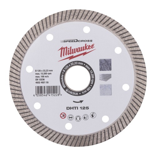 Диск алмазний Speedcross MILWAUKEE DHTI 125, діаметр 125мм (керамічна плитка/чистий різ)