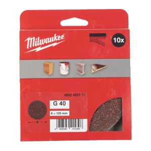 Папір шліфувальний MILWAUKEE діаметр 125/8 HL, зерно 40, (10шт)