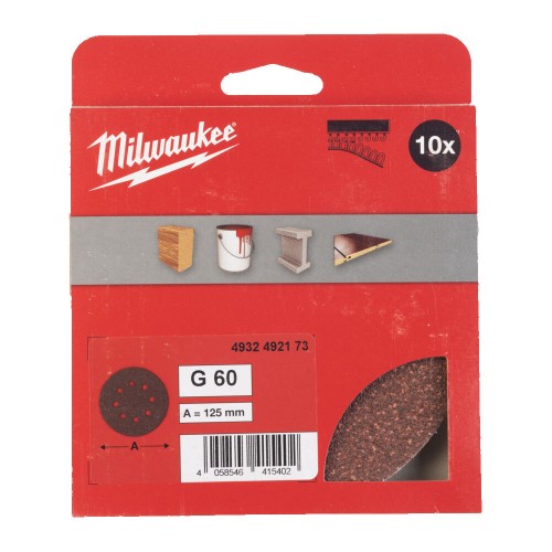 Папір шліфувальний MILWAUKEE діаметр 125/8 HL, зерно 60, (10шт)
