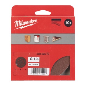 Папір шліфувальний MILWAUKEE діаметр 125/8 HL, зерно 120, (10шт)