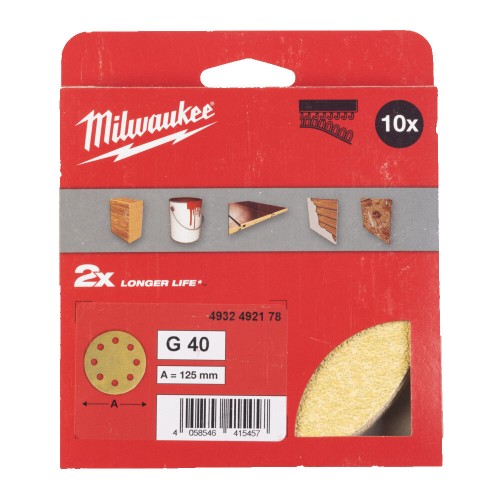 Папір шліфувальний HP MILWAUKEE діаметр 125/8 HL, зерно 40, (10шт)