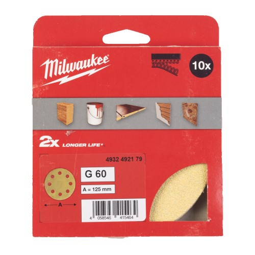 Папір шліфувальний HP MILWAUKEE діаметр 125/8 HL, зерно 60, (10шт)