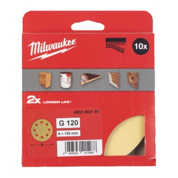 Папір шліфувальний HP MILWAUKEE діаметр 125/8 HL, зерно 120, (10шт)