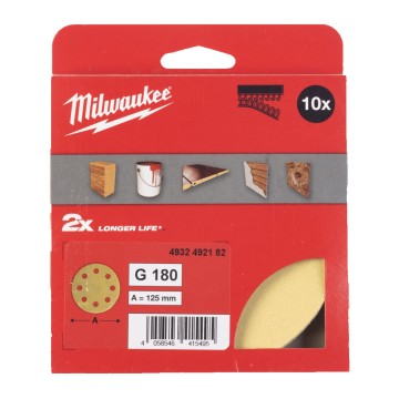 Папір шліфувальний HP MILWAUKEE діаметр 125/8 HL, зерно 180, (10шт)