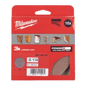 Сітка шліфувальна PG Mesh HL MILWAUKEE, діаметр 125мм, зерно 120, (10шт)