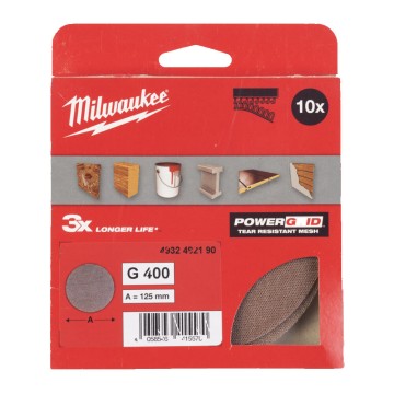 Сітка шліфувальна PG Mesh HL MILWAUKEE, діаметр 125мм, зерно 400, (10шт)