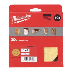 Папір шліфувальний HP MILWAUKEE діаметр 150мм/6 HL, зерно 40, (10шт)