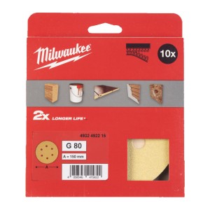 Папір шліфувальний HP MILWAUKEE діаметр 150мм/6 HL, зерно 80, (10шт)