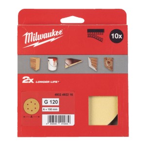 Папір шліфувальний HP MILWAUKEE діаметр 150мм/6 HL, зерно 120, (10шт)