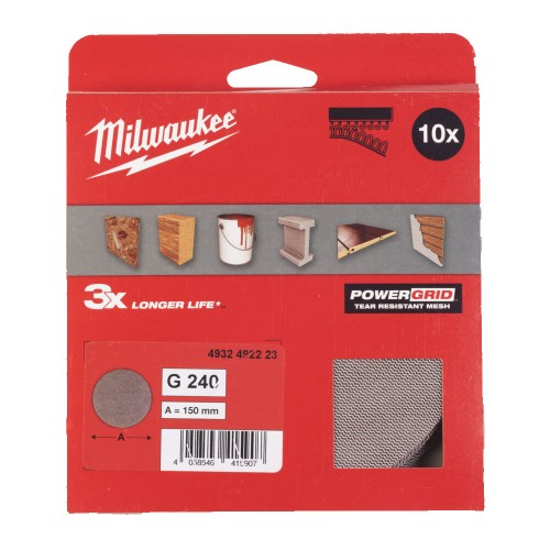 Сітка шліфувальна PG Mesh HL MILWAUKEE, діаметр 150мм, зерно 240, (10шт)