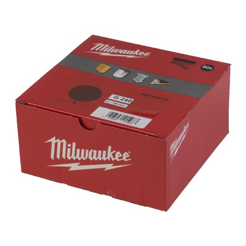 Папір шліфувальний MILWAUKEE діаметр 150мм//6 HL, зерно 240, (50шт)