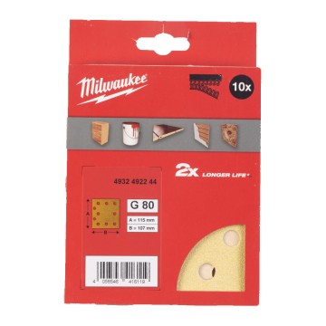 Папір шліфувальний HP MILWAUKEE, 115х107мм HL, зерно 80, (10шт)