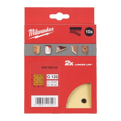 Папір шліфувальний HP MILWAUKEE, 115х107мм HL, зерно 120, (10шт)