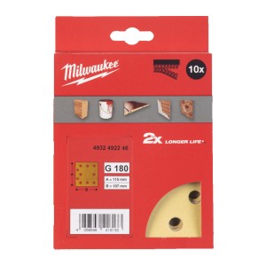 Папір шліфувальний HP MILWAUKEE, 115х107мм HL, зерно 180, (10шт)