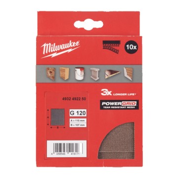 Сітка шліфувальна PG Mesh HL MILWAUKEE, 115х107мм, зерно 120, (10шт)