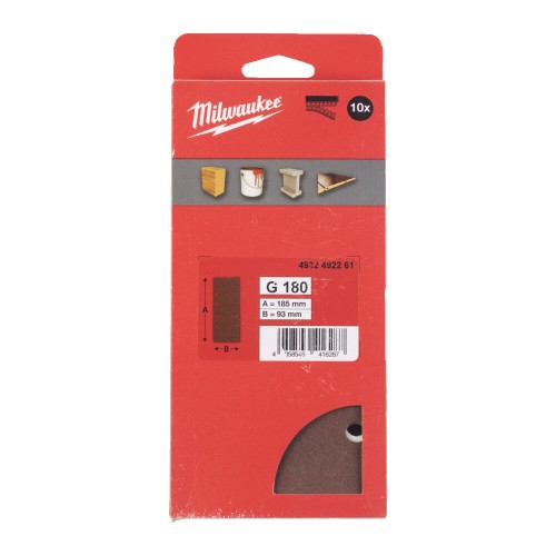 Папір шліфувальний MILWAUKEE, 93x185мм HL, зерно 120, (10шт)