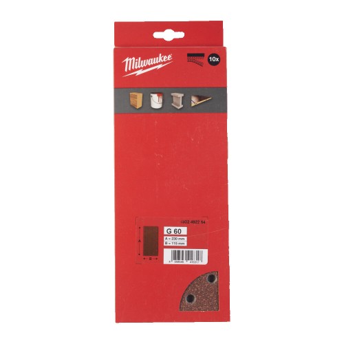 Папір шліфувальний MILWAUKEE, 115x230мм HL, зерно 60, (10шт)