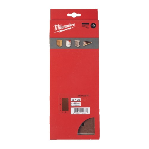 Папір шліфувальний MILWAUKEE, 115x230мм HL, зерно 120, (10шт)