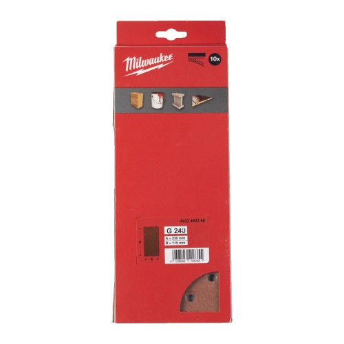 Папір шліфувальний MILWAUKEE, 115x230мм HL, зерно 240, (10шт)