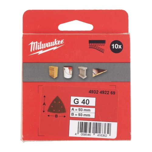Папір шліфувальний MILWAUKEE, 93х93х93мм HL, зерно 60, (10шт)