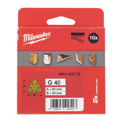 Папір шліфувальний HP MILWAUKEE, 93х93х93мм HL, зерно 40, (10шт)