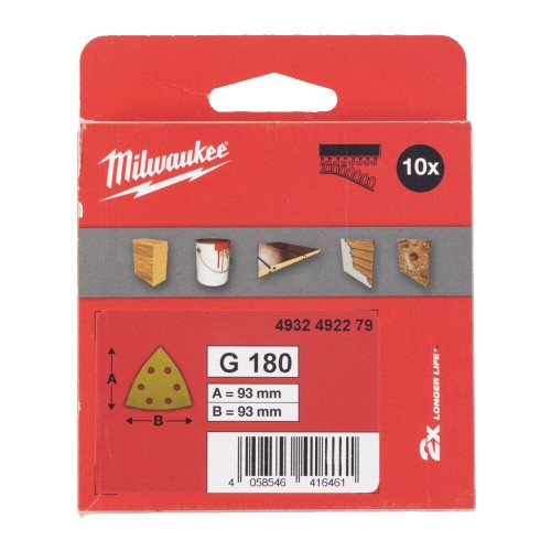 Папір шліфувальний HP MILWAUKEE, 93х93х93мм HL, зерно 180, (10шт)