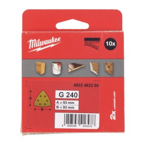 Папір шліфувальний HP MILWAUKEE, 93х93х93мм HL, зерно 240, (10шт)