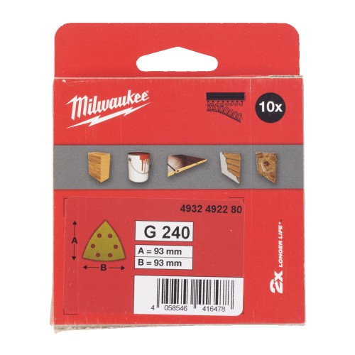 Папір шліфувальний HP MILWAUKEE, 93х93х93мм HL, зерно 240, (10шт)