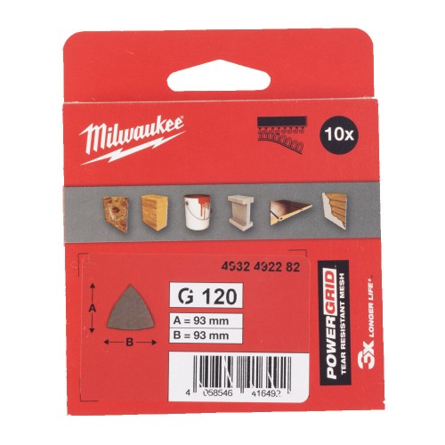 Сітка шліфувальна PG Mesh HL MILWAUKEE, 93х93х93мм, зерно 120, (10шт)