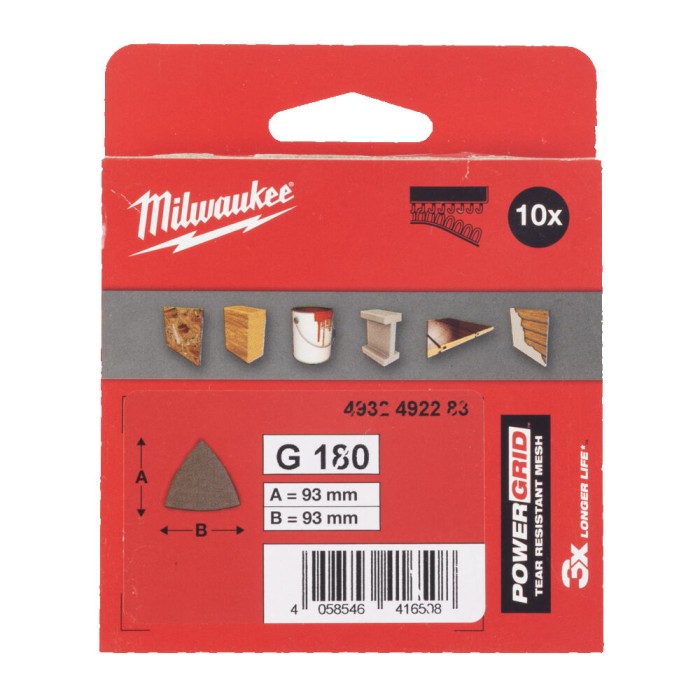 Сітка шліфувальна PG Mesh HL MILWAUKEE, 93х93х93мм, зерно 180, (10шт) Сітка шліфувальна PG Mesh HL MILWAUKEE, 93х93х93мм, зерно 180, (10шт)
