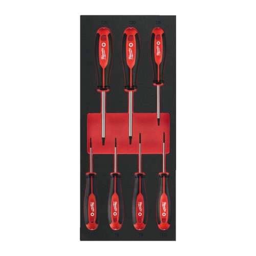 Ложемент з викрутками MILWAUKEE з тригранною рукояткою, TORX (7шт) (45х175,8х417мм) для візків