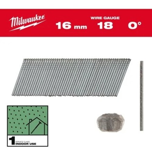 Цвяхи оцинковані вкриті смолою з Т-образною головкою MILWAUKEE, 18G/0 градусів/19мм, (10000шт)