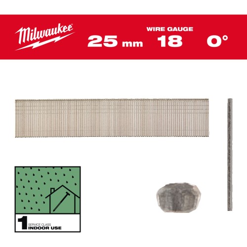 Цвяхи оцинковані вкриті смолою з Т-образной головкою MILWAUKEE, 18G/0 градусів/25мм, (5000шт)